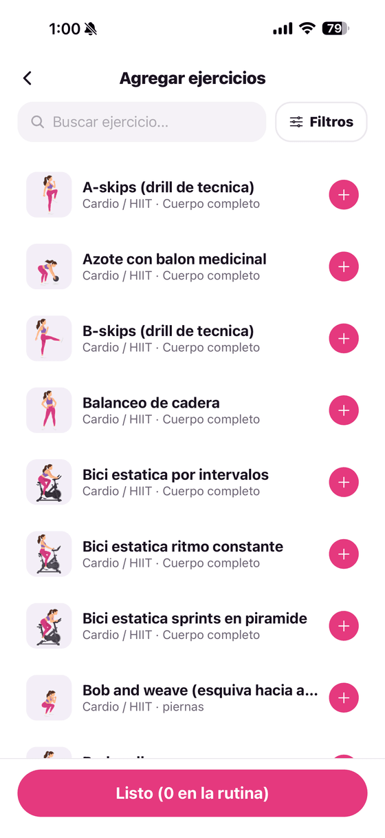 Buscador de ejercicios para armar tu propia rutina
